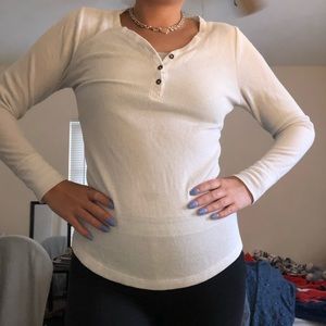 Sz M long sleeve white top